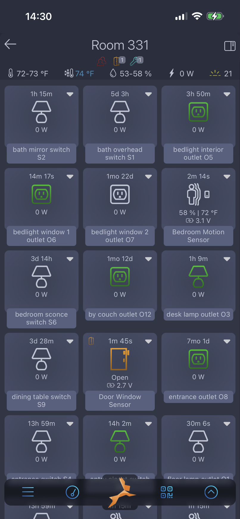 GridRabbit mobile room device list
